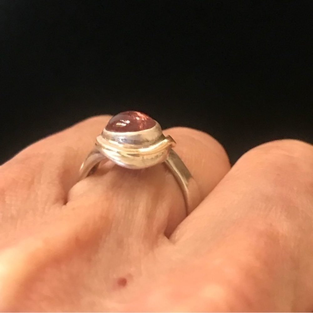 Handmade Sterling Pink Tourmaline Ring with 18K Accents - Picture 3 of 5